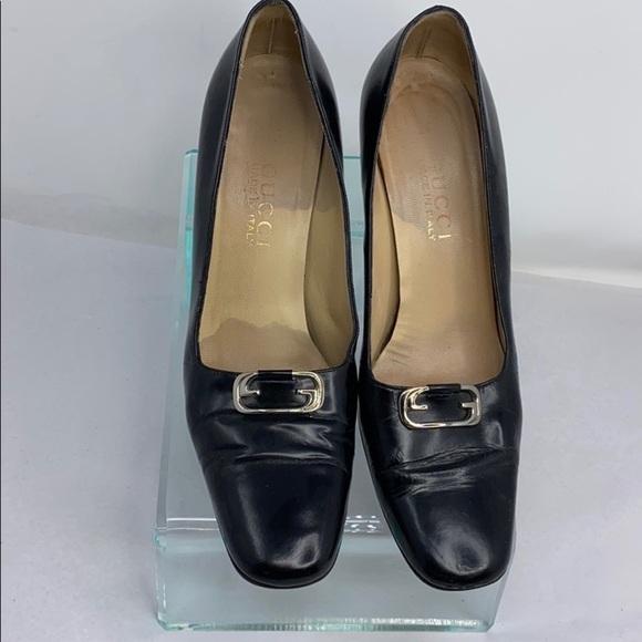 Gucci Sz 7.5B Black Leather Pumps - Picture 7 of 14